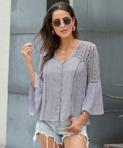 Blouse femme chic manches courtes 3/4
