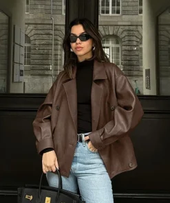 Sandra Vintage Relaxed Leather Coat