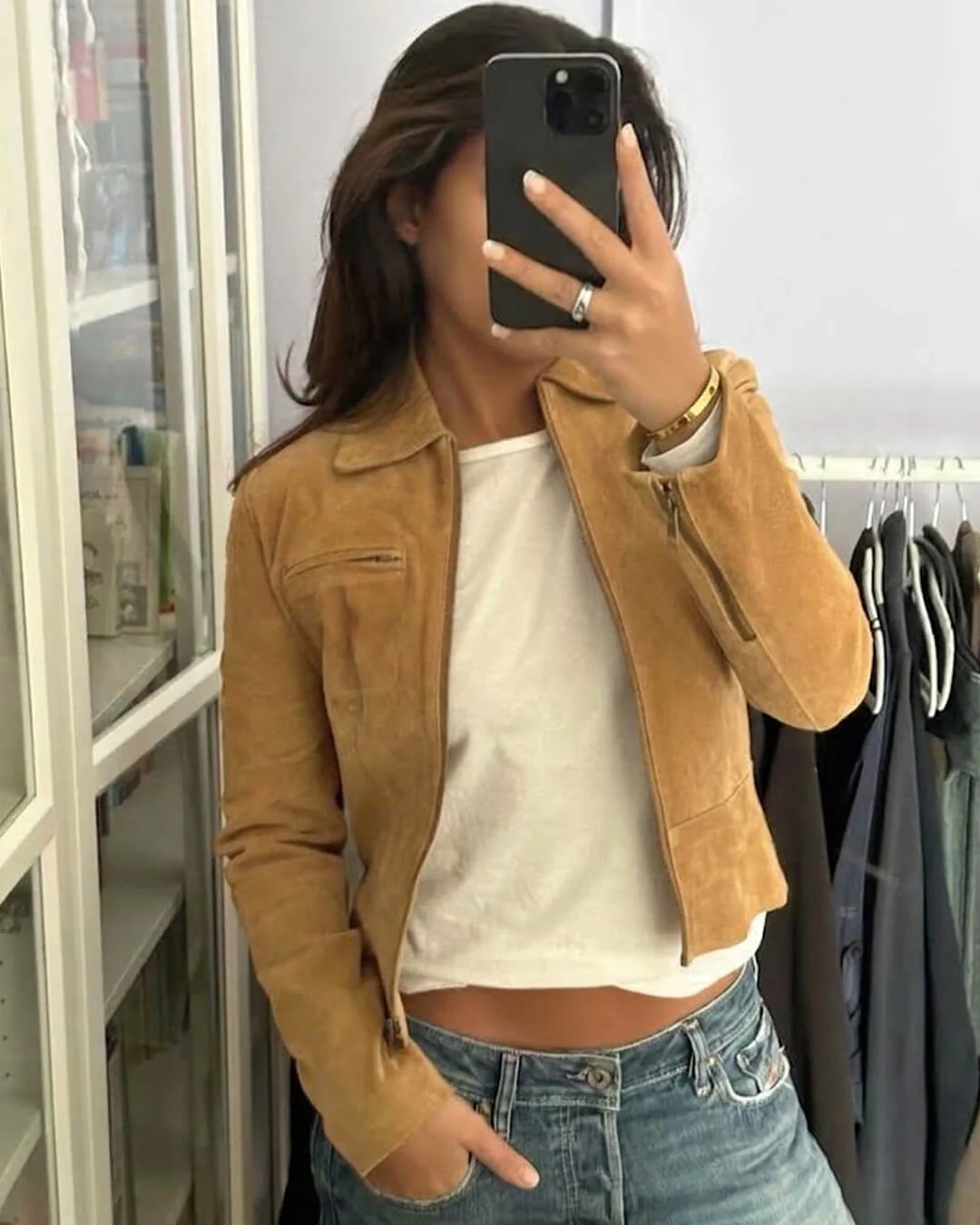 Yza Cropped Kunstwildleder-Bomberjacke – Image 9