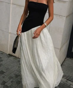 Alternative view of Amelie Contrast Irregular Maxi Dress