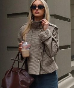 Denise Houndstooth Plaid Jacket