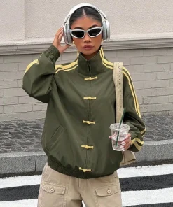 Mary Mandarin Striped Oversized Jacket