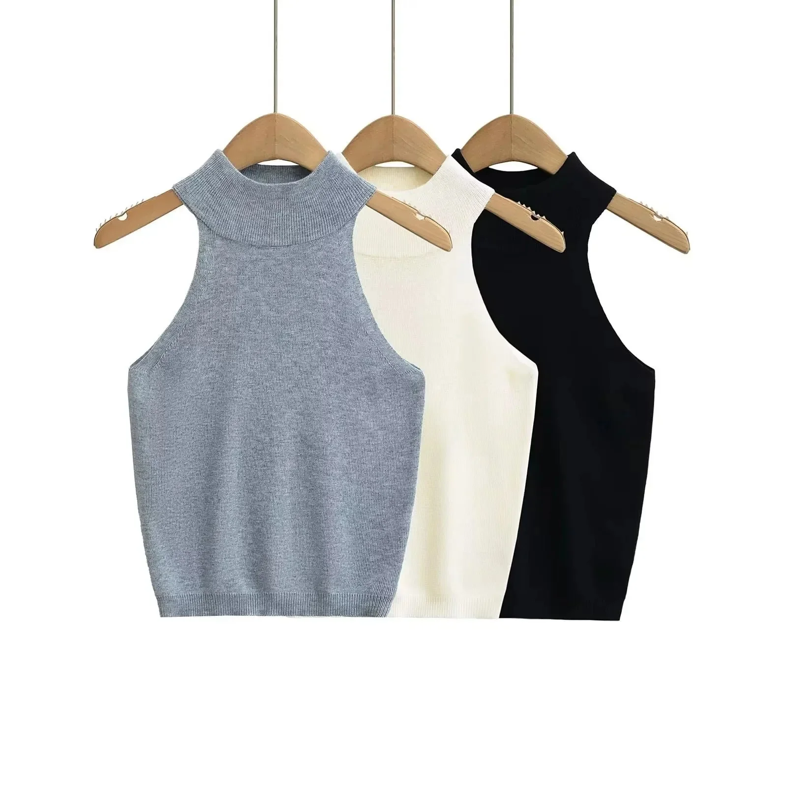 Nicky Halter Neck Ärmelloses Strick Crop Top – Image 9